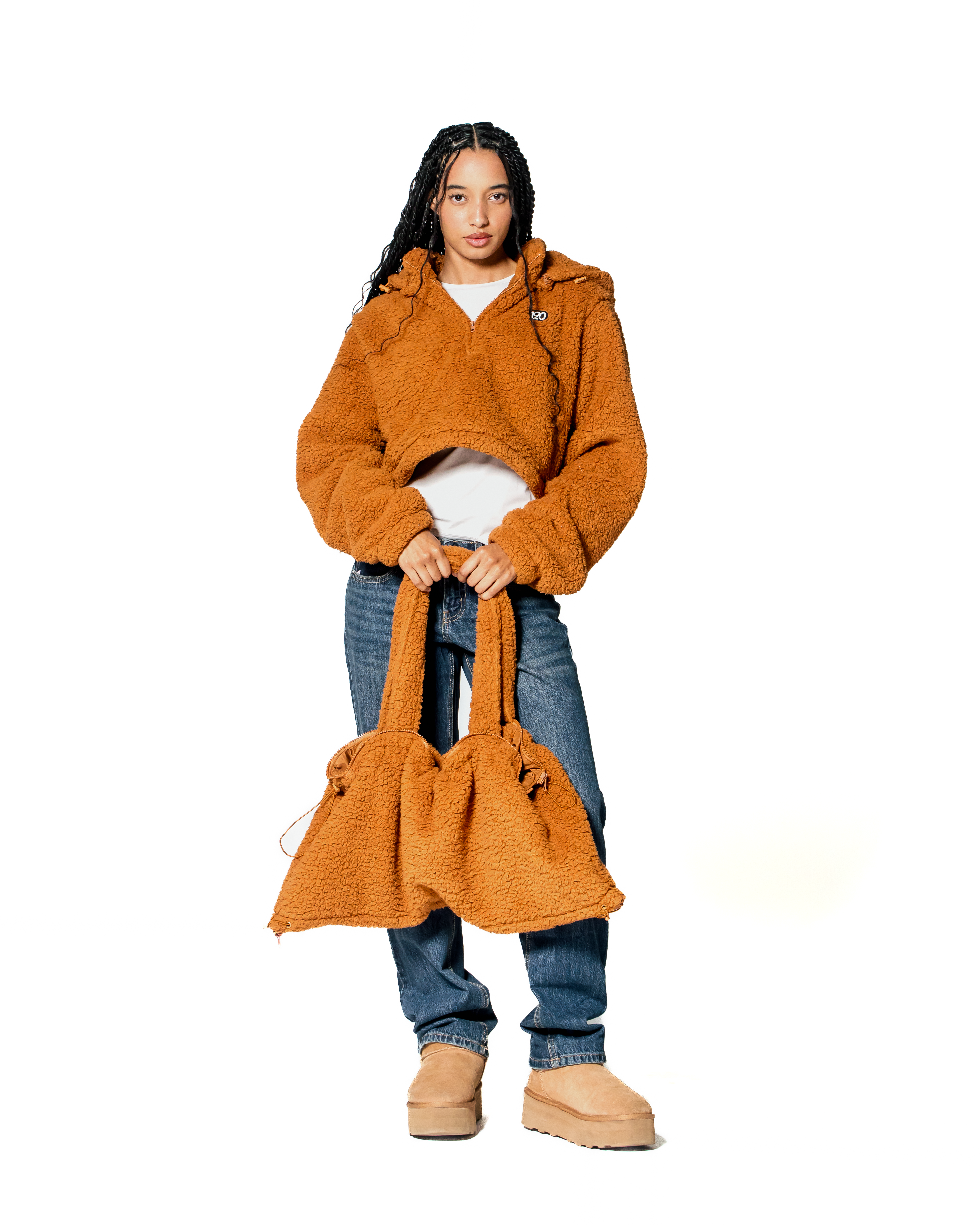NineteenTwenty Sherpa Jacket – Orange Spice | 4-in-1 Convertible