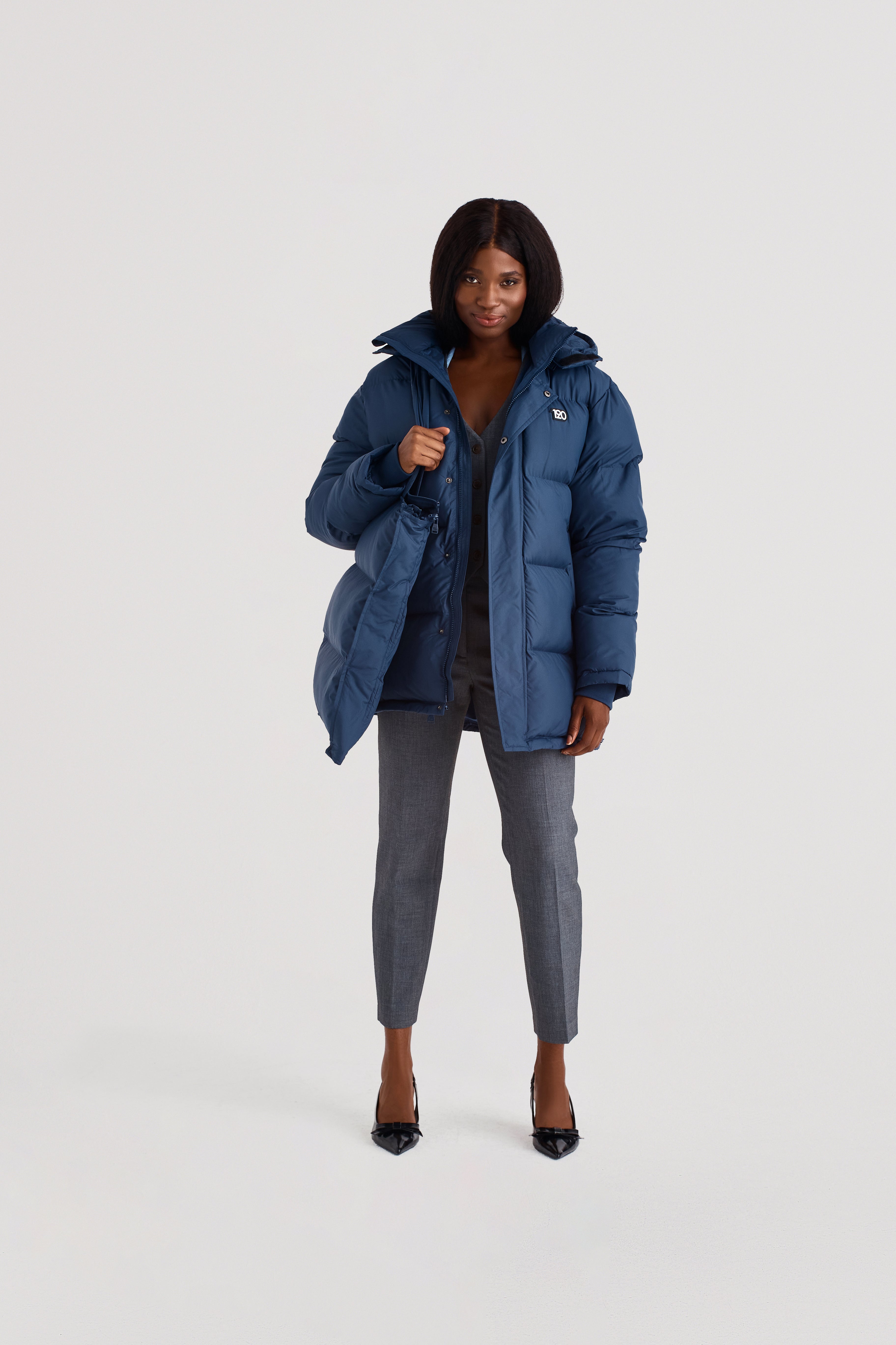 ダウンジャケット・コート +DEINET+ DEINET LOGO PUFFER JACKET IN NAVY KDCKD4WB311 ◇DEINET◇ DEINET LOGO PUFFER JACKET IN NAVY KDCKD4WB311