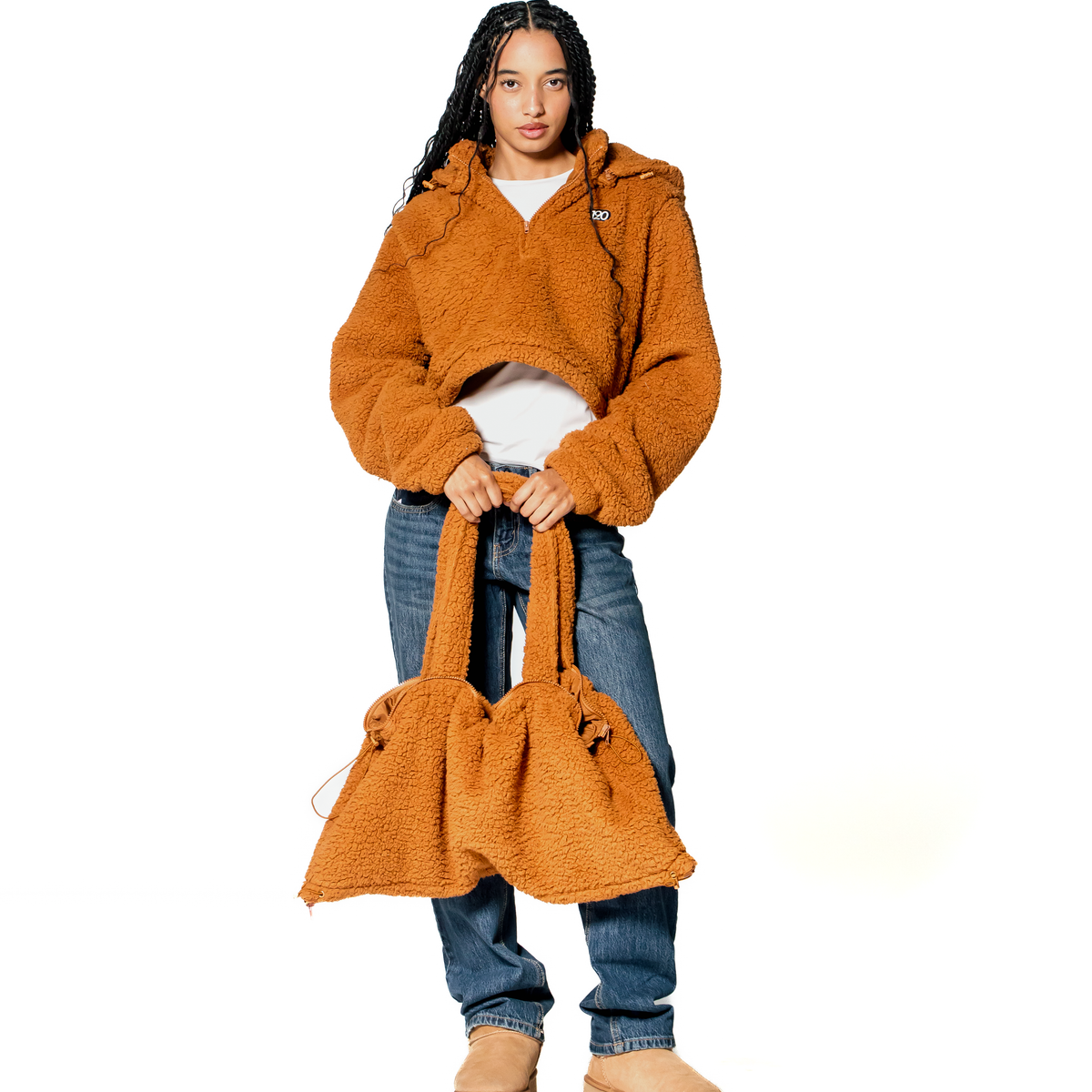 NineteenTwenty Sherpa Jacket – Orange Spice | 4-in-1 Convertible